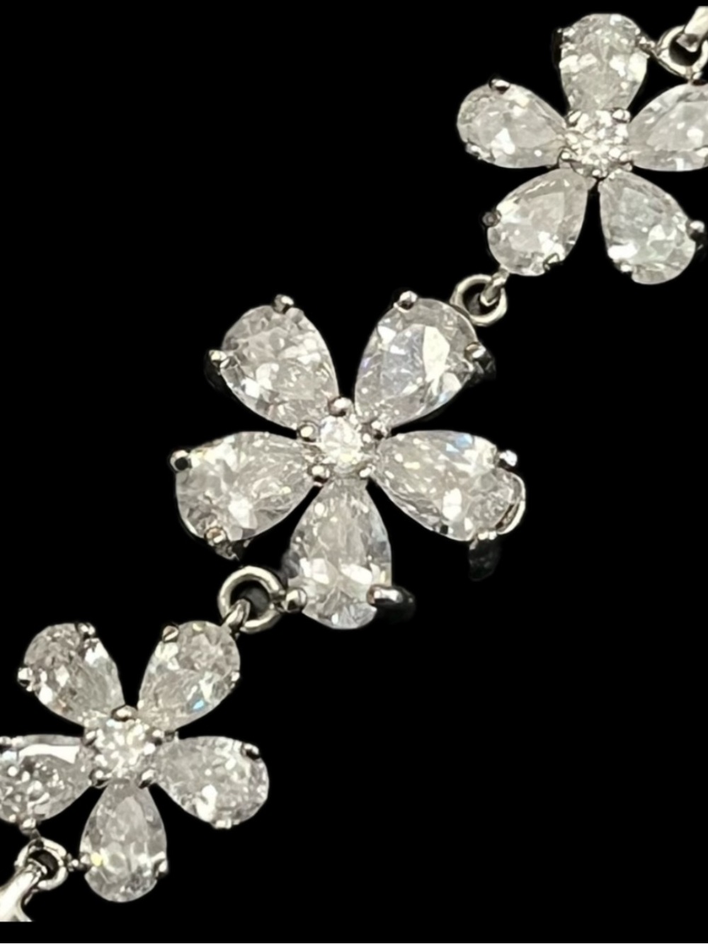 New flower floral CZ ladies jewelry daisy statement, line tennis bracelet silver